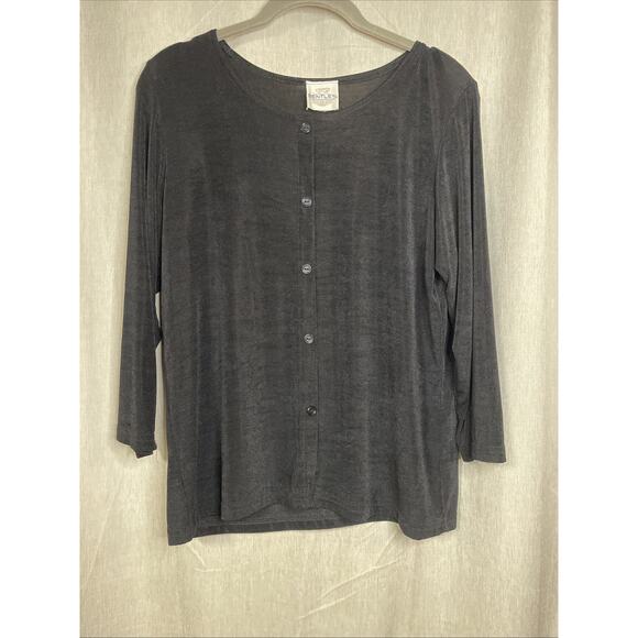 Vintage TR Bentley Women’s Black Button-up Cardigan Sweater Shimmer - Size XL - Picture 1 of 5